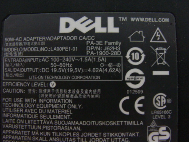 Dell Power Supply P/N A90PE1 L-01 W/ Power Cord