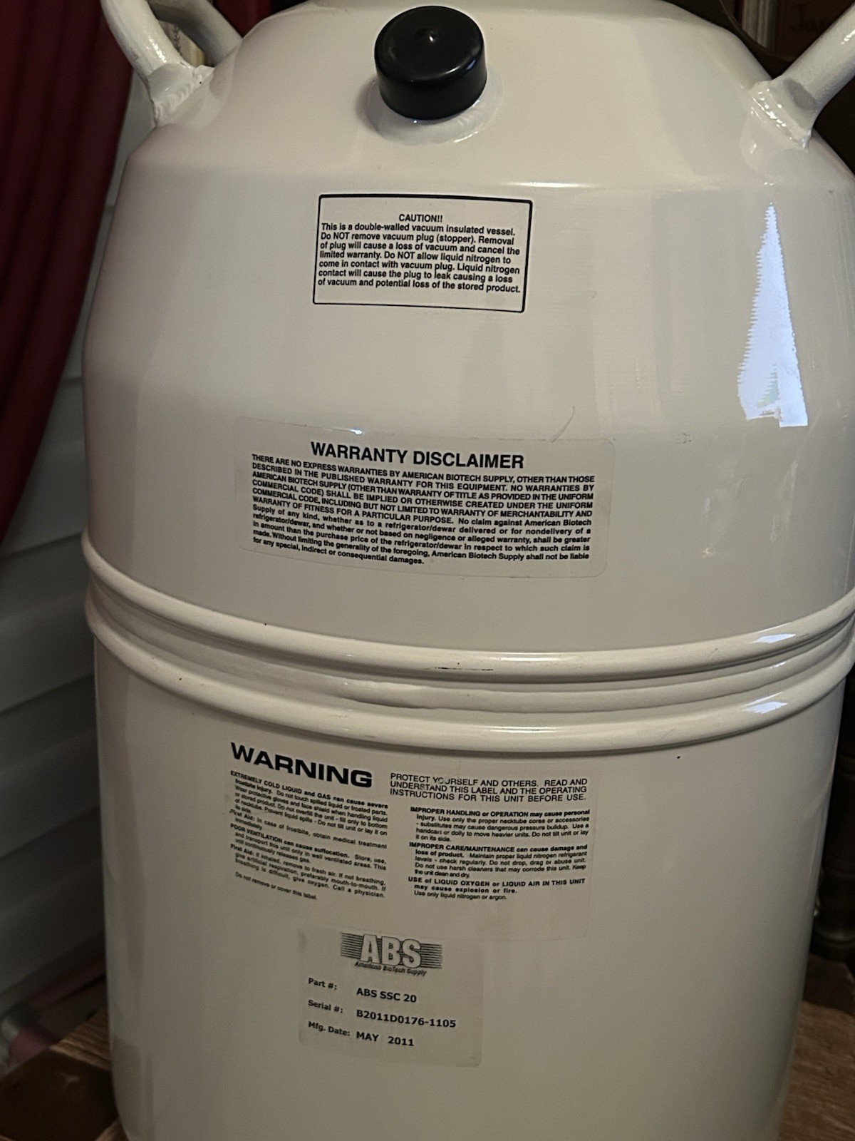 *NEW* 20L Liquid Nitrogen Dewar ABS SSC 20- 6 Canisters AMERICAN BIOTECH SUPPLY