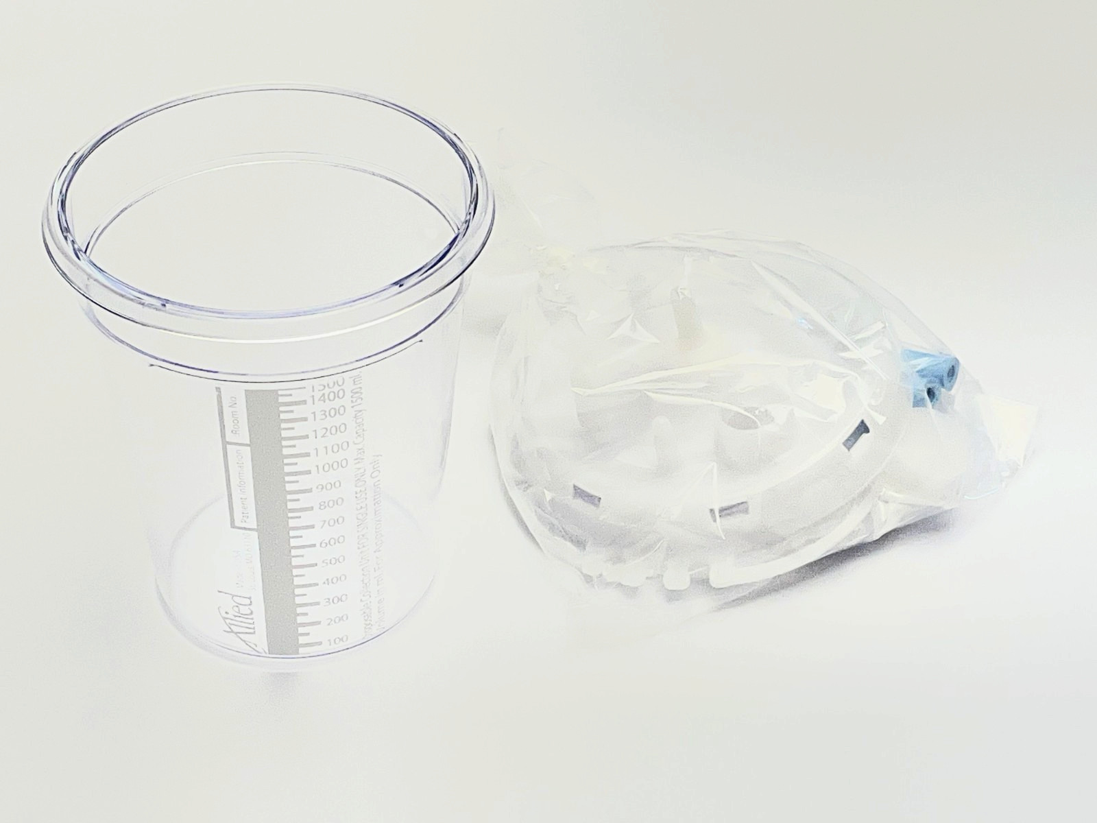 Allied Healthcare Disposable Suction Canister 1500 mL inlet w/18″ & 72″ tubing