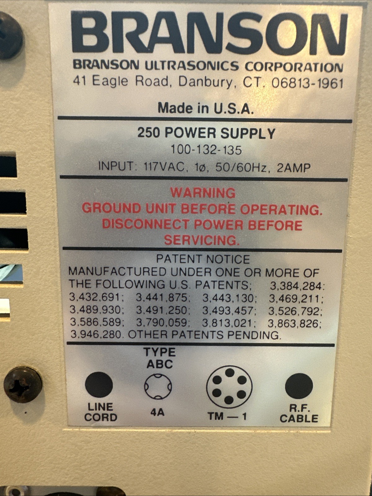 Branson Sonifier 250 Case/Harness/Hardware