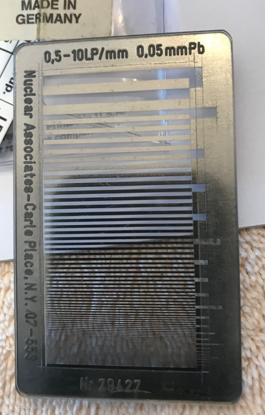 07-553 Nuclear Assc .2 to 10 LP/mm High Resolution Xray test tool unfors Raysafe
