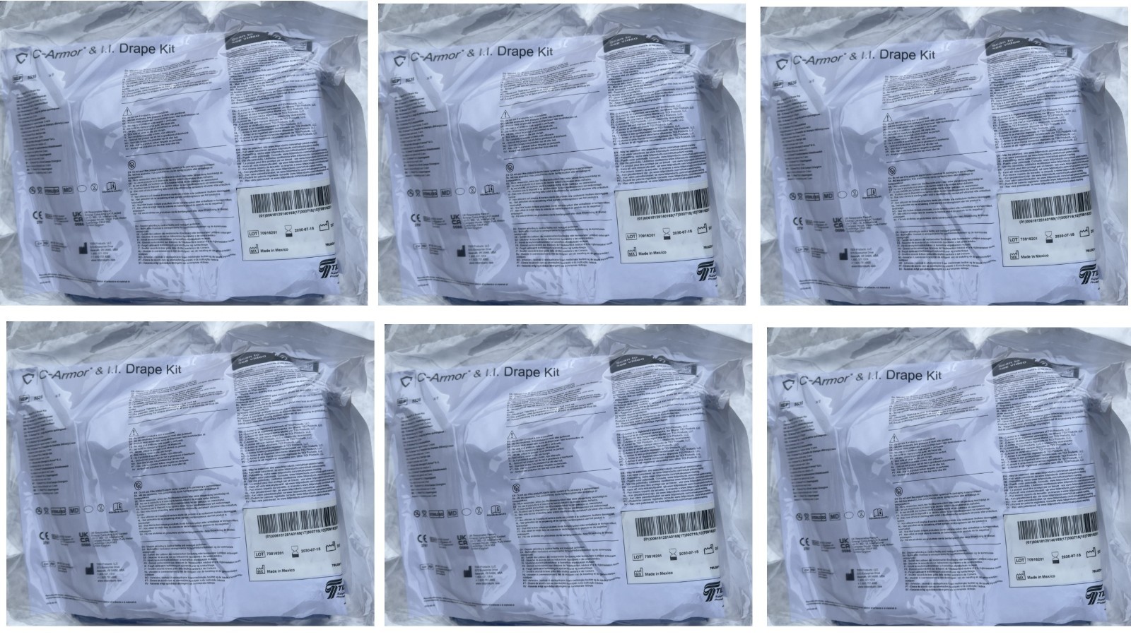 TIDI C-ARMOR & I.I. DRAPE KIT REF 5536 FOR C-ARM Safeguard EXP 2030 Lot of 6