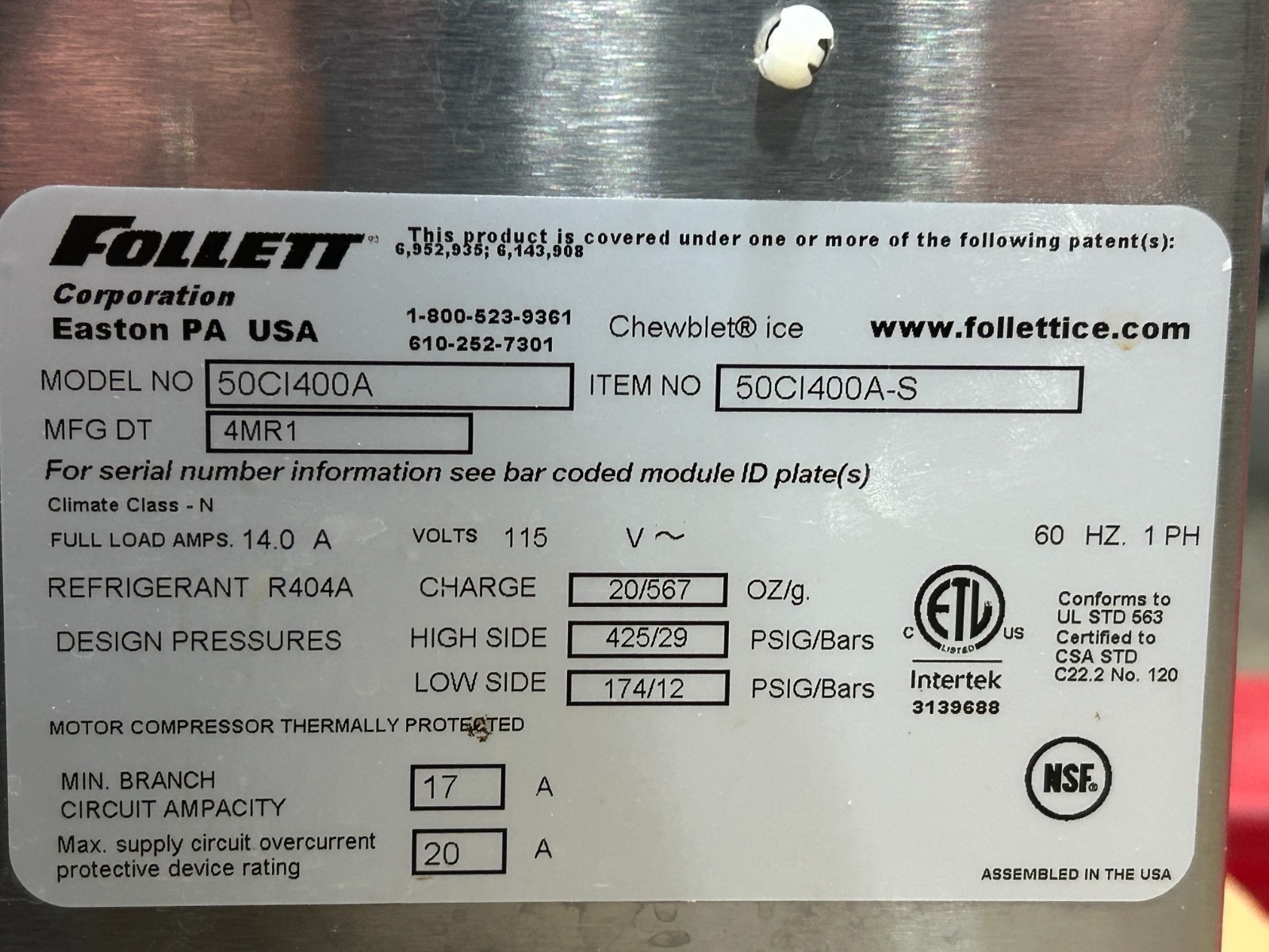 Follett 50CI400A-S Countertop Dispenser with SensorSAFE Dispensing – AS-IS