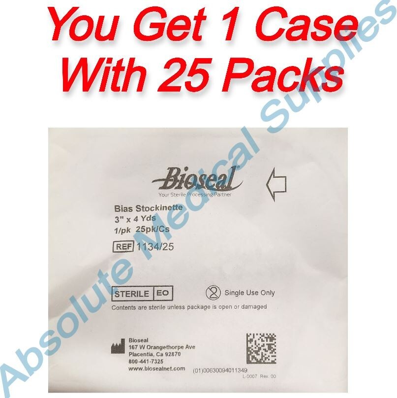 *25-Packs* Bioseal Bias Cotton Stockinette 3″x4 Yards Off-White Sterile 1134/25