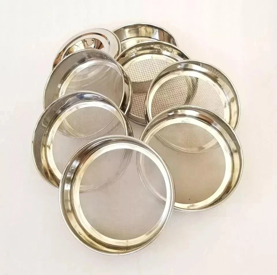 SS Sieves Heavy Gauge Standard Testing Set of 7 With Lid & Pan