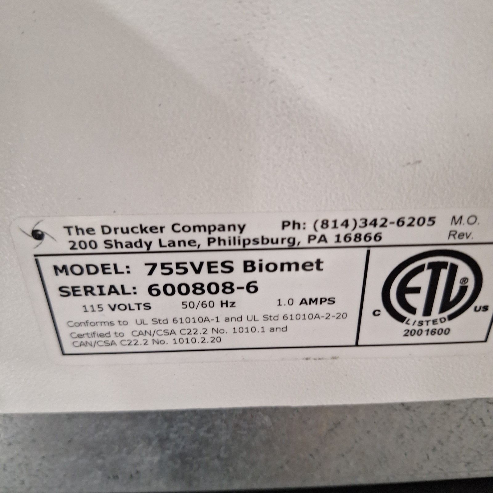 Drucker 755VES Biomet Benchtop Centrifuge w/ 4 Buckets + 1 Counter-Weight