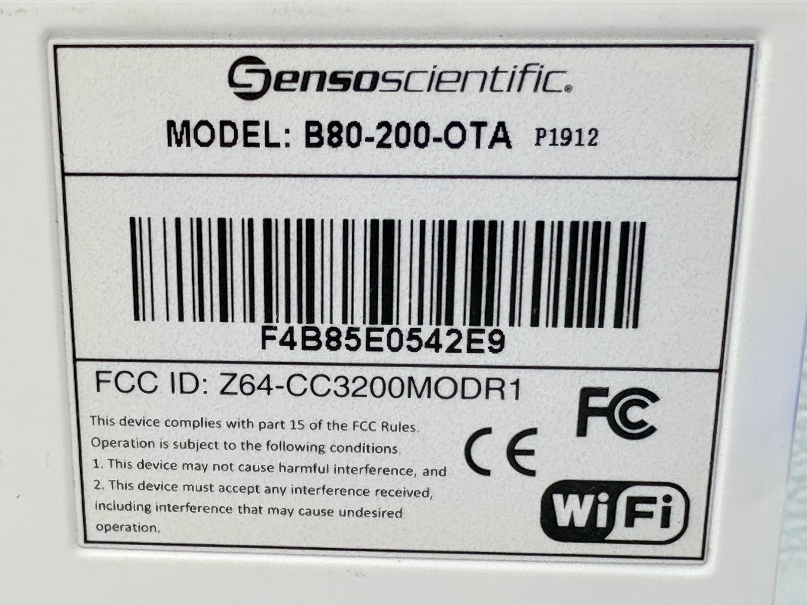 SensoScientific B80-200-OTA Temperature and Humidity Data Logger Sensor -w Cable