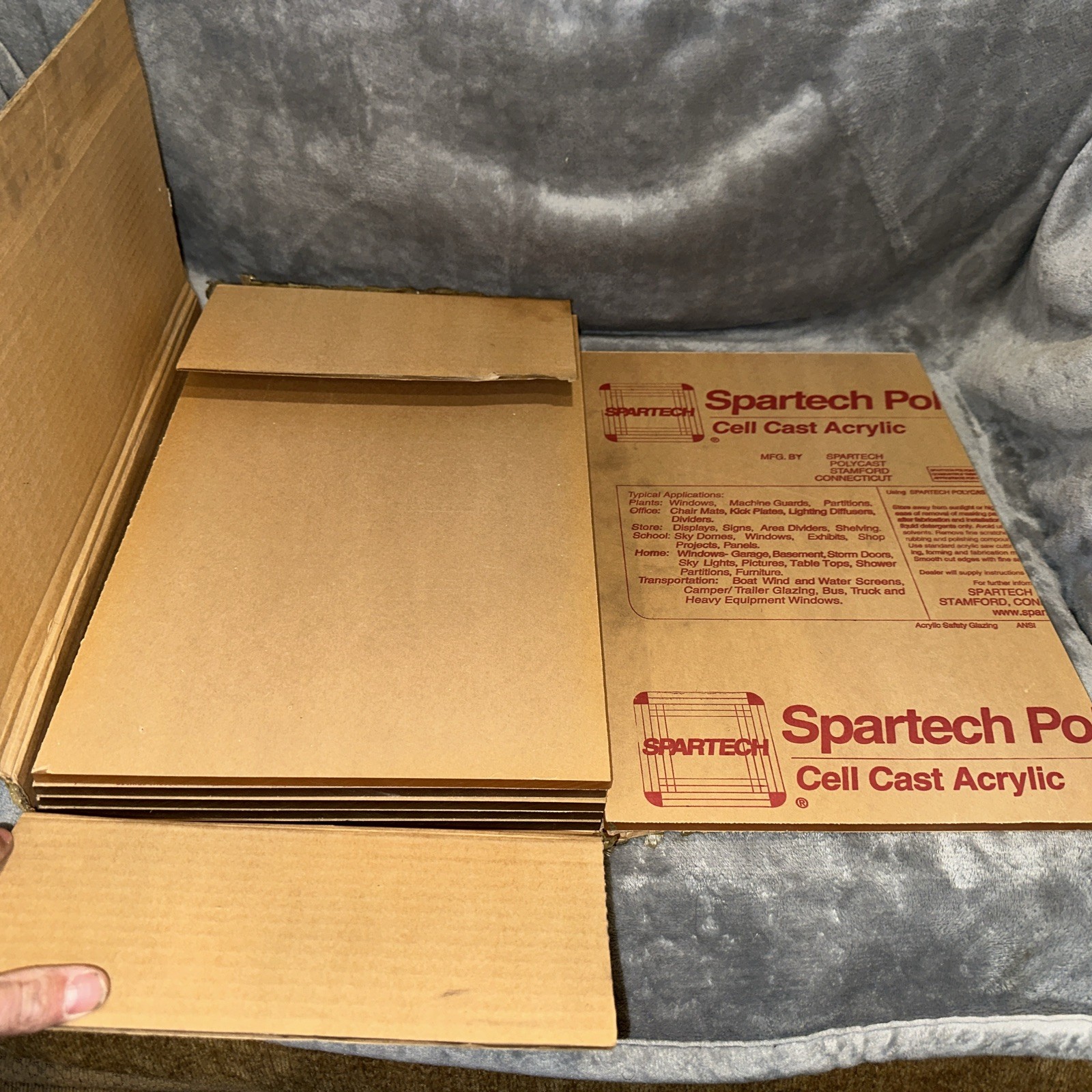 (6)-Spartech Polycast Cell Cast Acrylic Plexiglass 17”L X 11”x 1/4” inch
