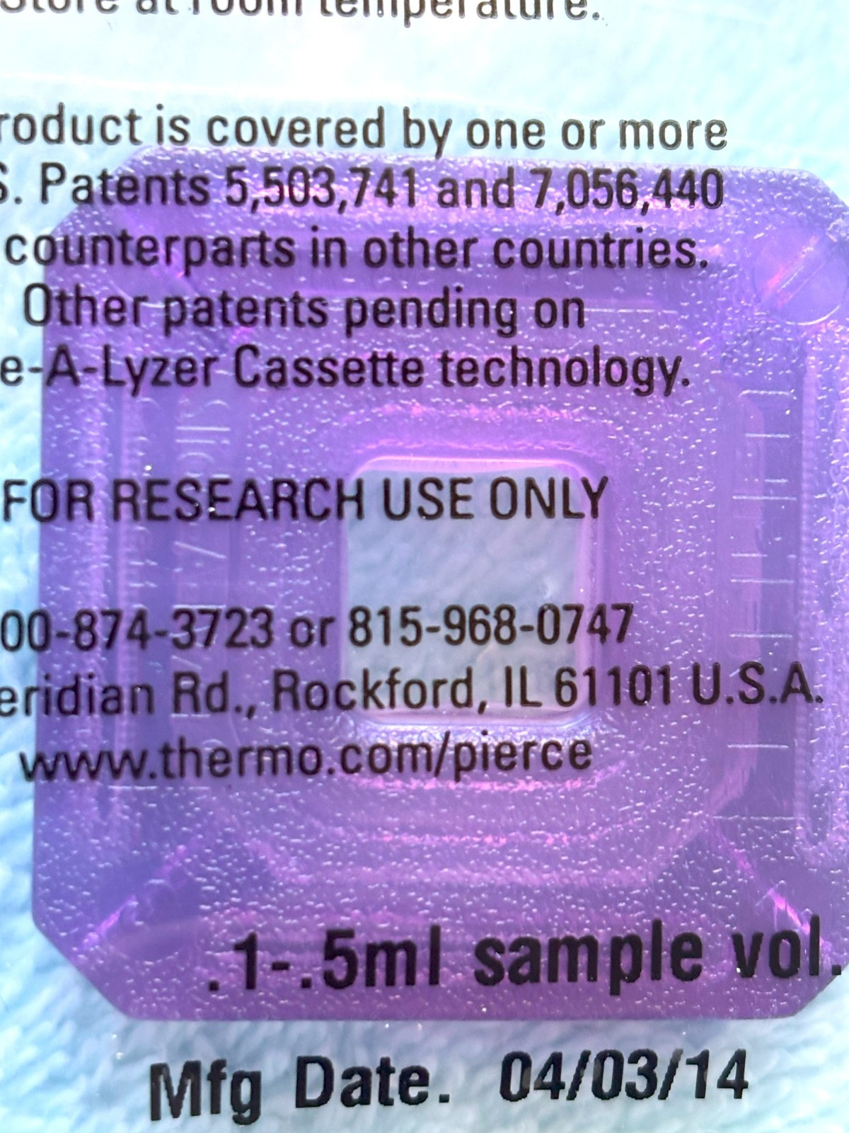 Slide-A-Lyzer 66005 DIALYSIS CASSETTE – 20,000 MWCO 0.1-0.5mL Capacity (Pkg 10)