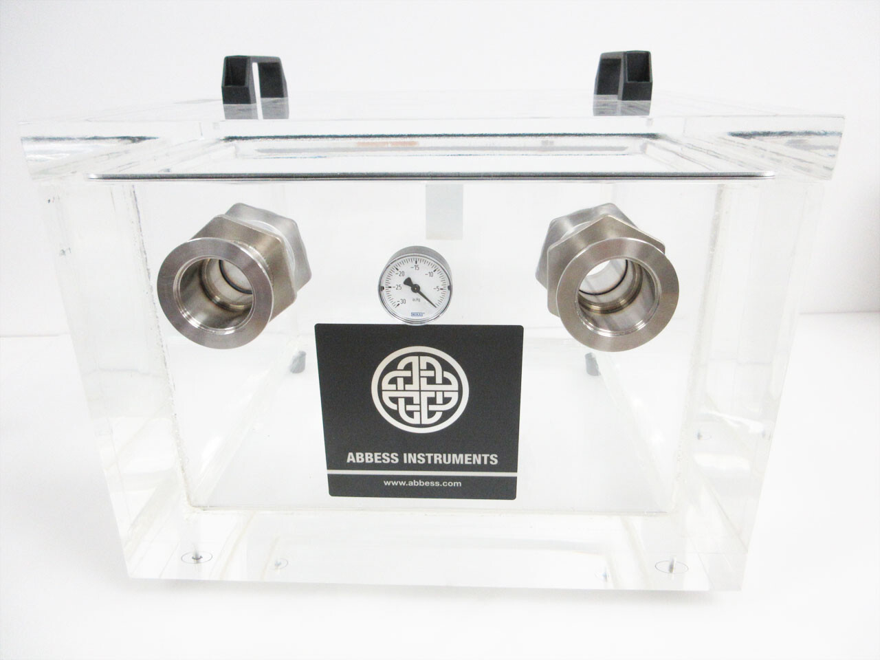 ABBESS CLEAR ACRYLIC CUBE VACUUM CHAMBER 15″ x 17″ x 11.5″ KF50 KF-50 PORTS