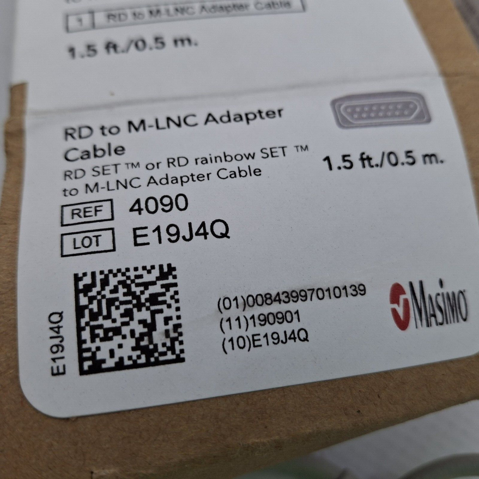 Masimo RD to M-LNC Adapter Cable 1.5ft Ref 4090
