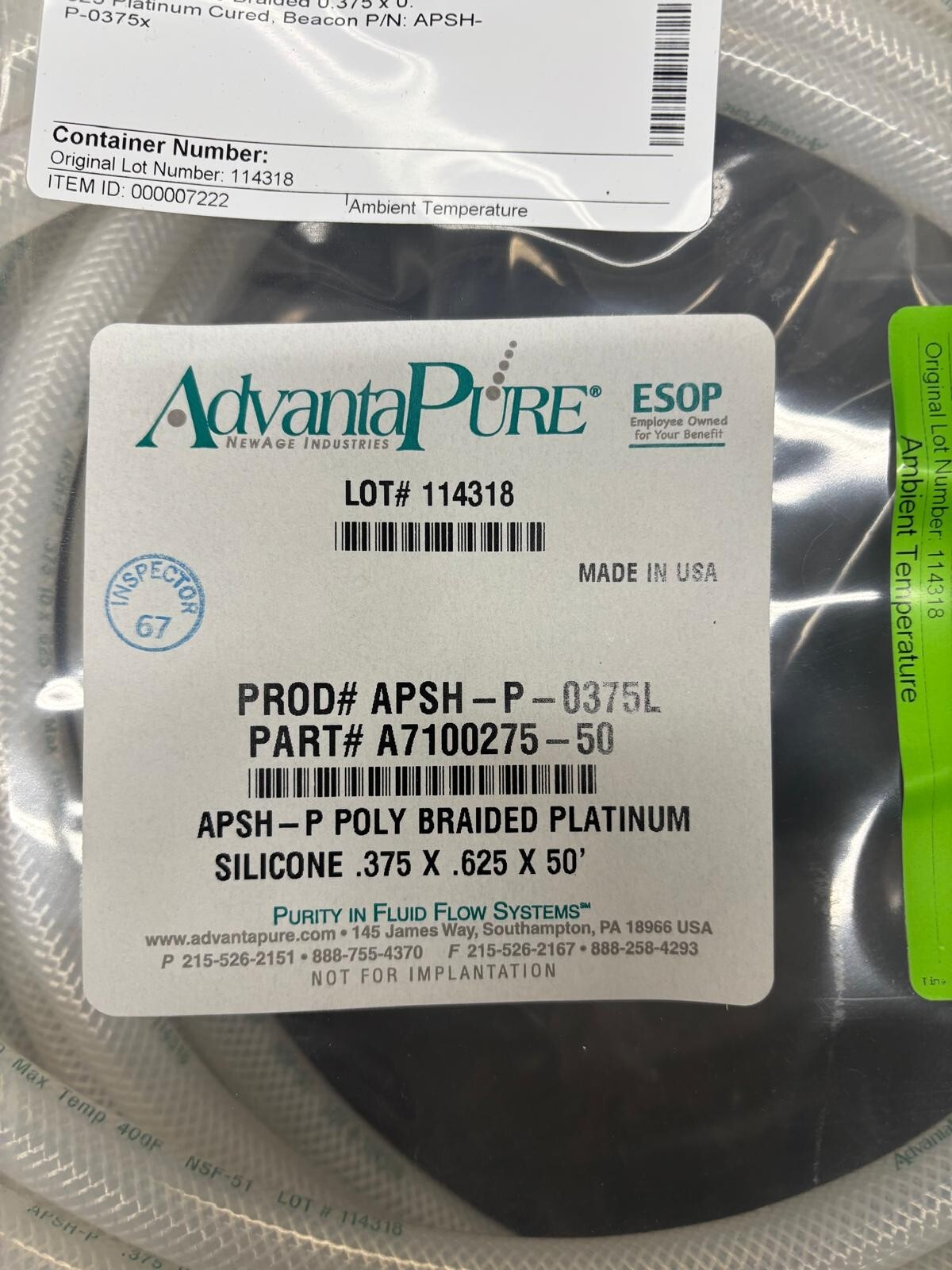 AdvantaPure AdvantaSil APSH 3/8″ Braid-Reinforced Silicone Hose (Platinum-Cured)
