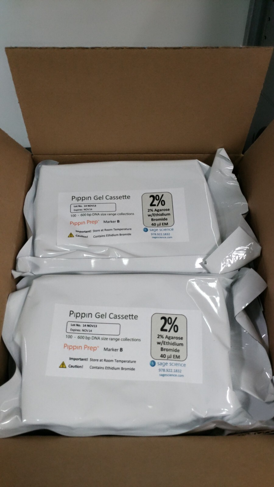 SAGE Science 2% Agarose Gel Cassettes Size Range 100-600 bp Pippin Prep