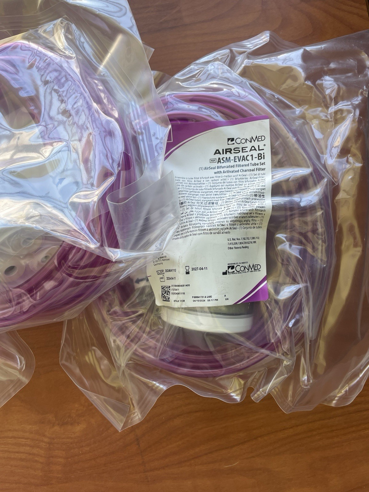 Conmed ( ASM-EVAC1-Bi) Airseal Bifurcated Filtered Tube Set, Lot Of 2