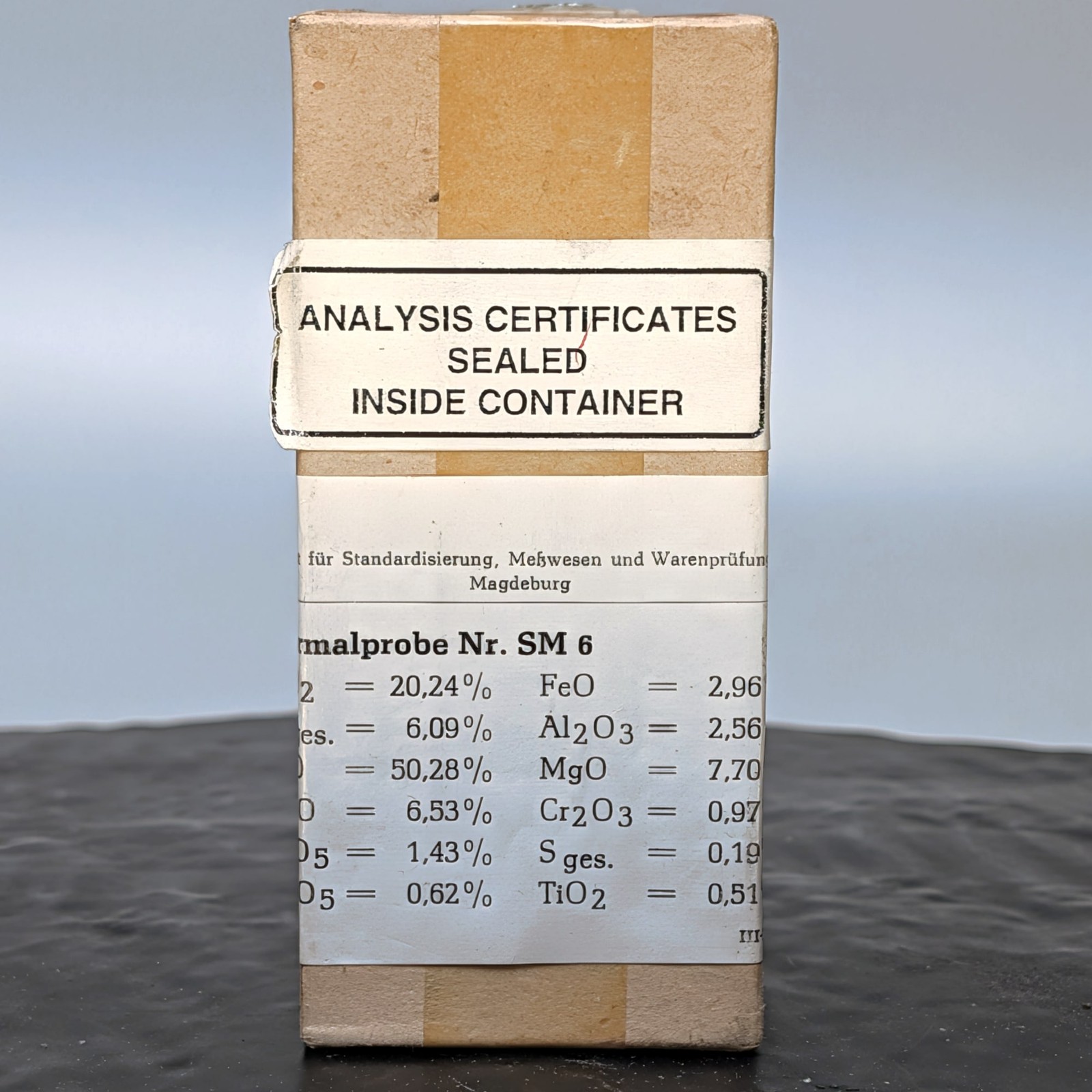 ASMW Magdeburg DDR East Germany Normalprobe SM 6 Slag Reference Material