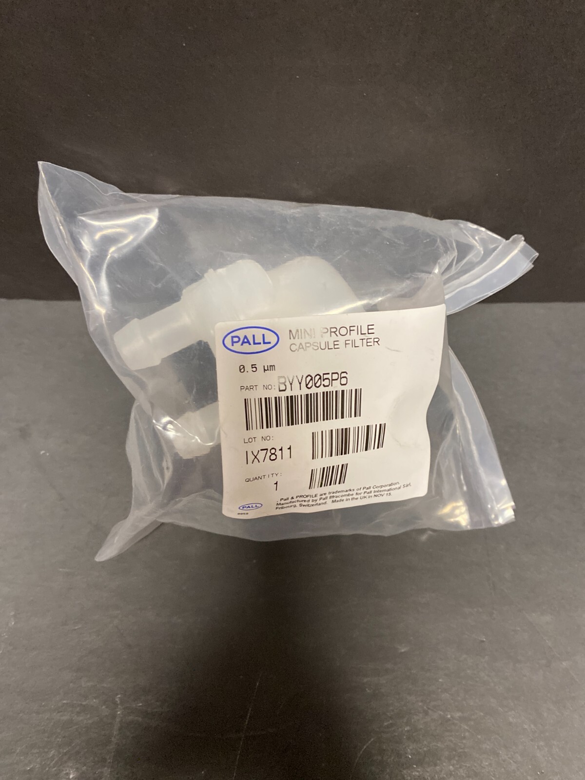 Pall Capsule Filter Mini Profile 0.5 um 1/2 in. Barb Lot of 3 Filter Capsules