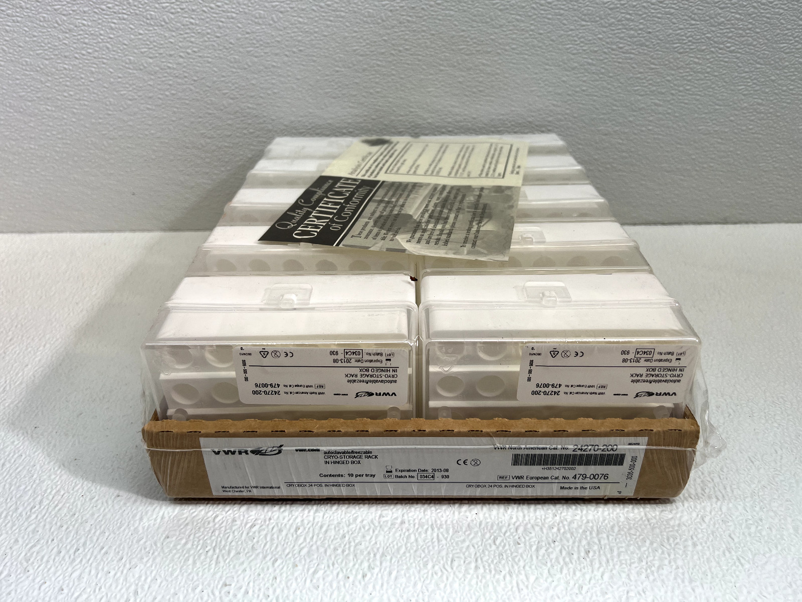 VWR Cryo-Storage Rack In Hinged Box 24270-200 10 Per Tray