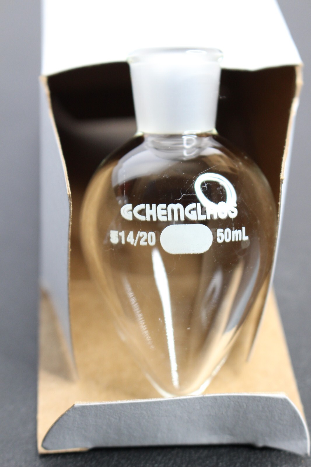 New Rotovap 50mL Pear Shaped Flask Heavy Wall 14/20 Outer Chemglass CG-1554-28.