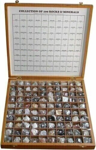 Rare Rocks & Minerals 100 Collection Kit for Geology Civil Educational