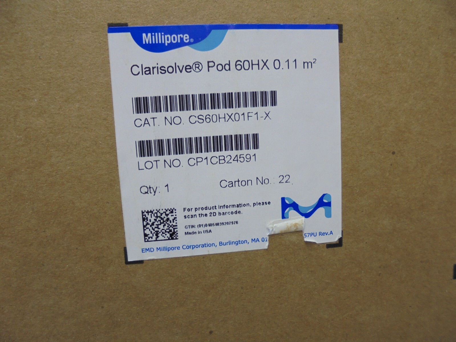 Millipore CS60HX01F1-X Clarisolve Filter in Pod Format 60HX 0.11m²