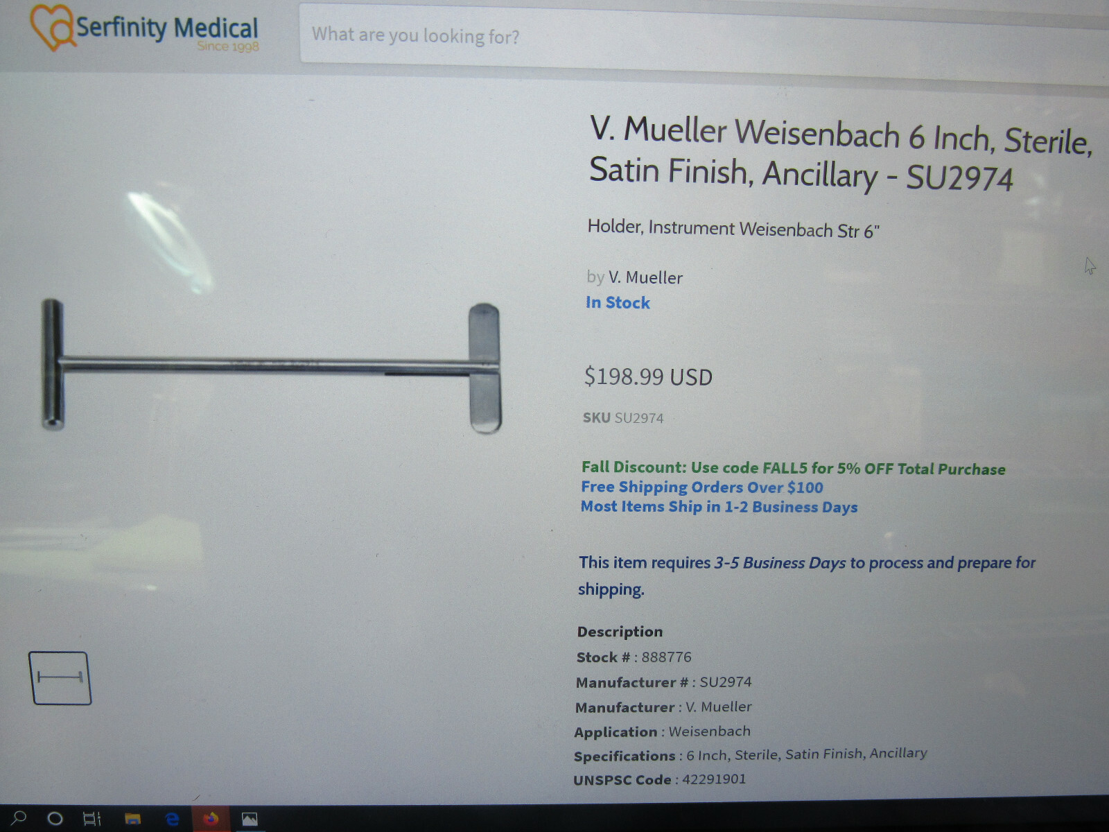 V. Mueller Weisenbach Forceps 6″ Instrument Holder Stringer SU-2974 Germany