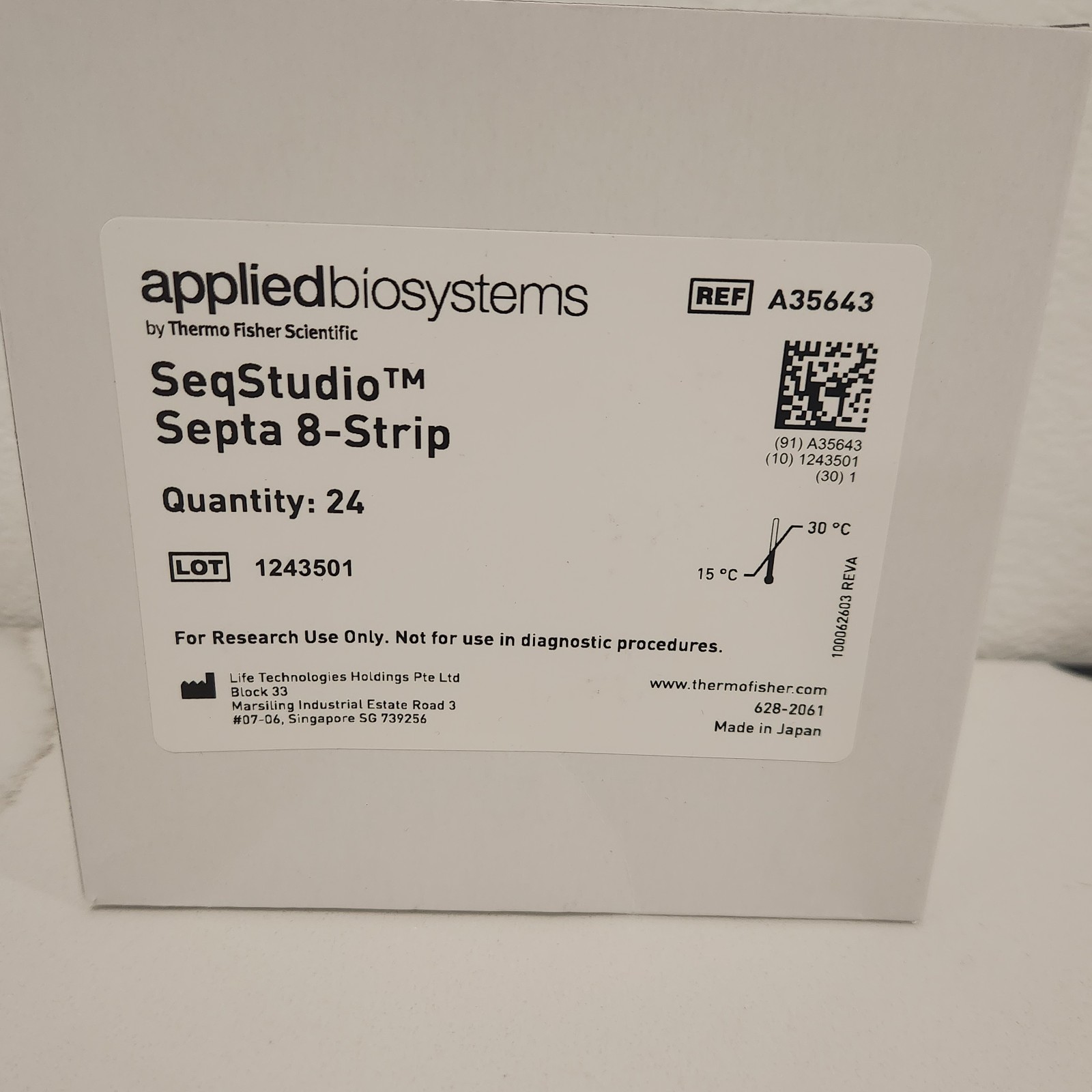 Applied Biosystems By Thermo Fisher Scientific SeqStudio Septa 8-Strip 24 Pack