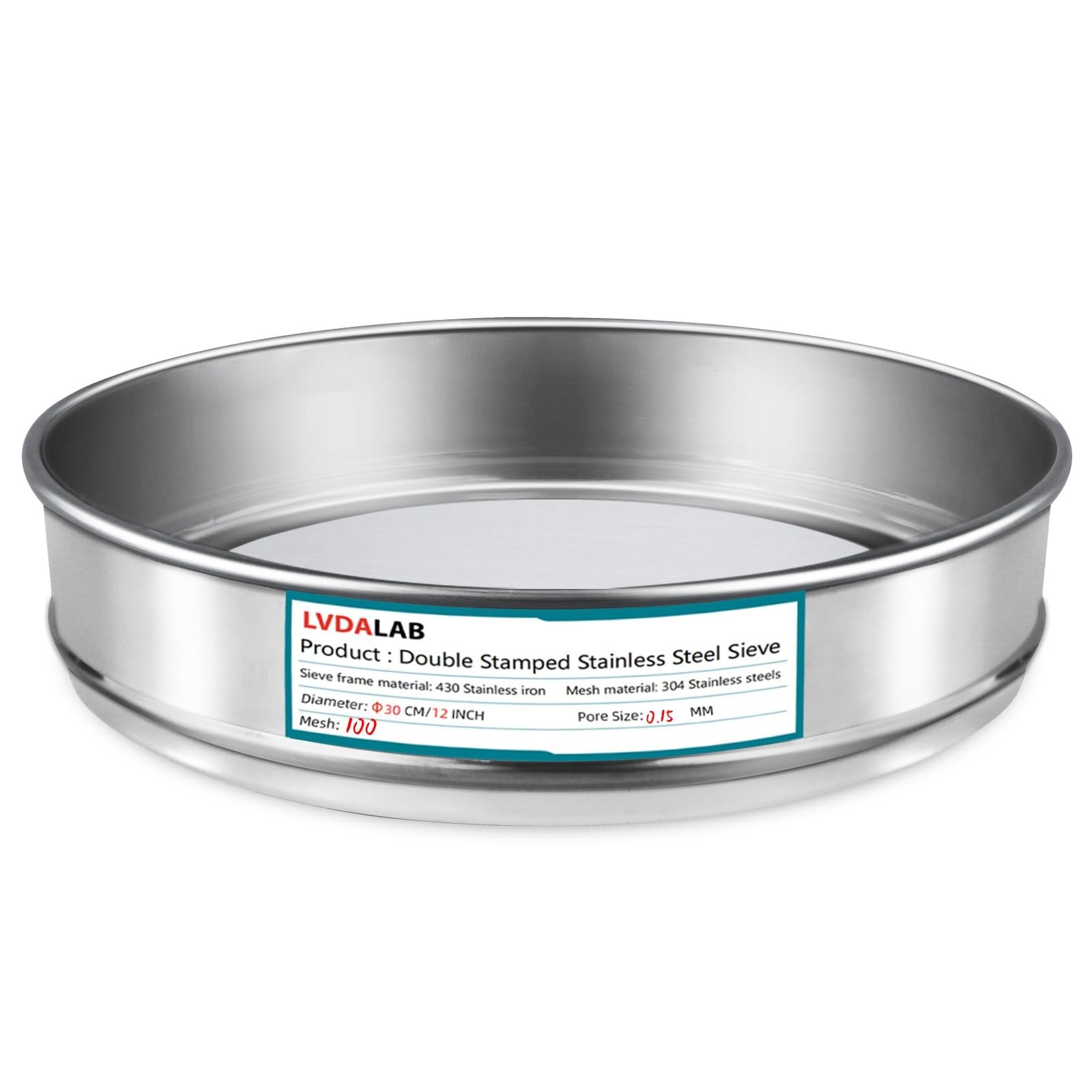 304 Stainless Steel Lab Sieve Screen Mesh, 100 Mesh (0.15mm) Aperture Test Si…