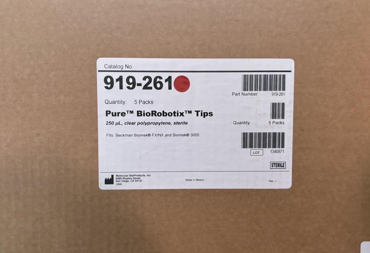 Thermo Fisher 919-261 Pure BioRobotix Tips 250 μL 1 Brown Case = 5 Packs! NEW