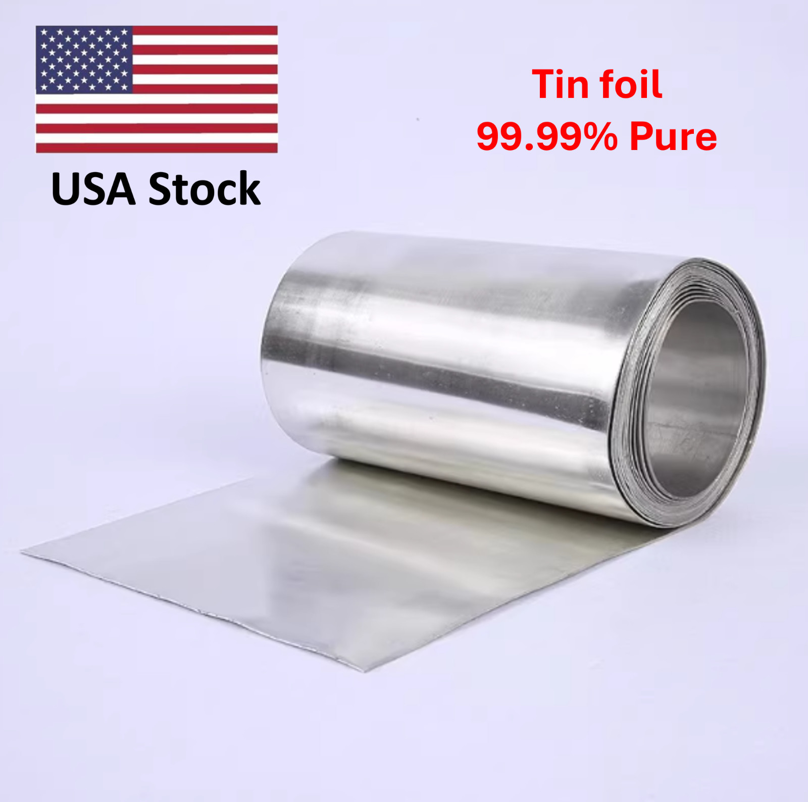 High Purity Tin Foil Sn Research Grade 99.99% Pure 3.3ft in Length