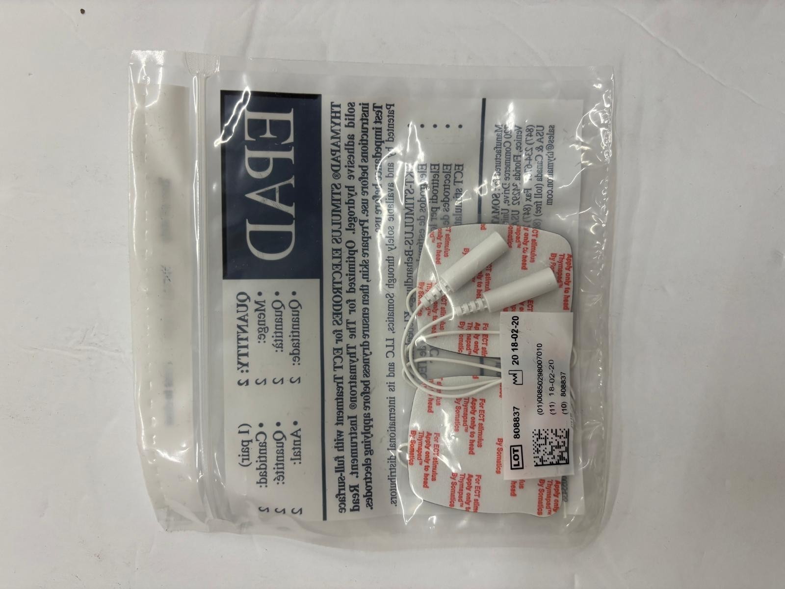 EPAD THYMAPAD ECT Stimulus Electrodes – Single Use – Qty 2 (1 Pair) Pack Of 4