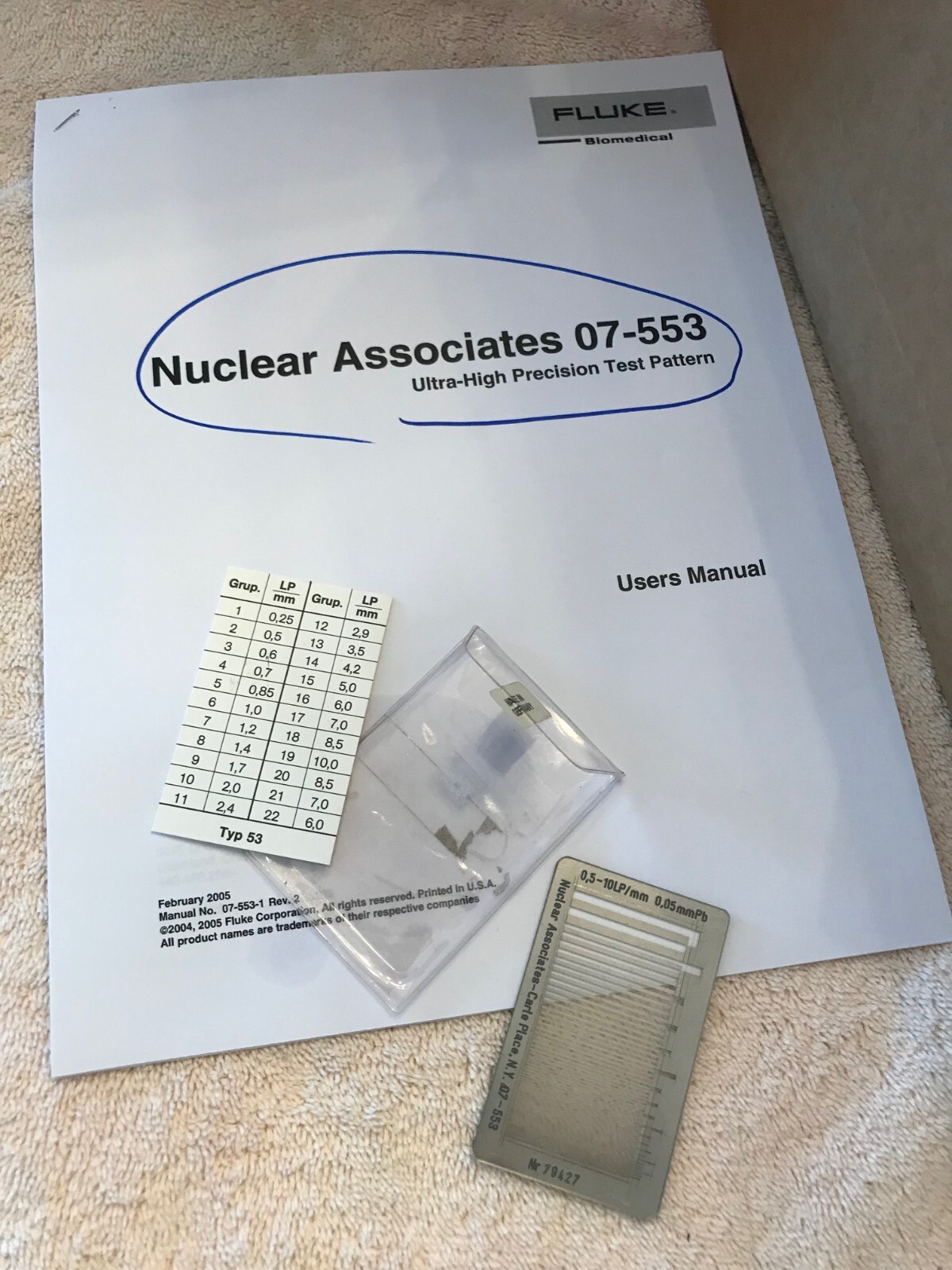 07-553 Nuclear Assc .2 to 10 LP/mm High Resolution Xray test tool unfors Raysafe