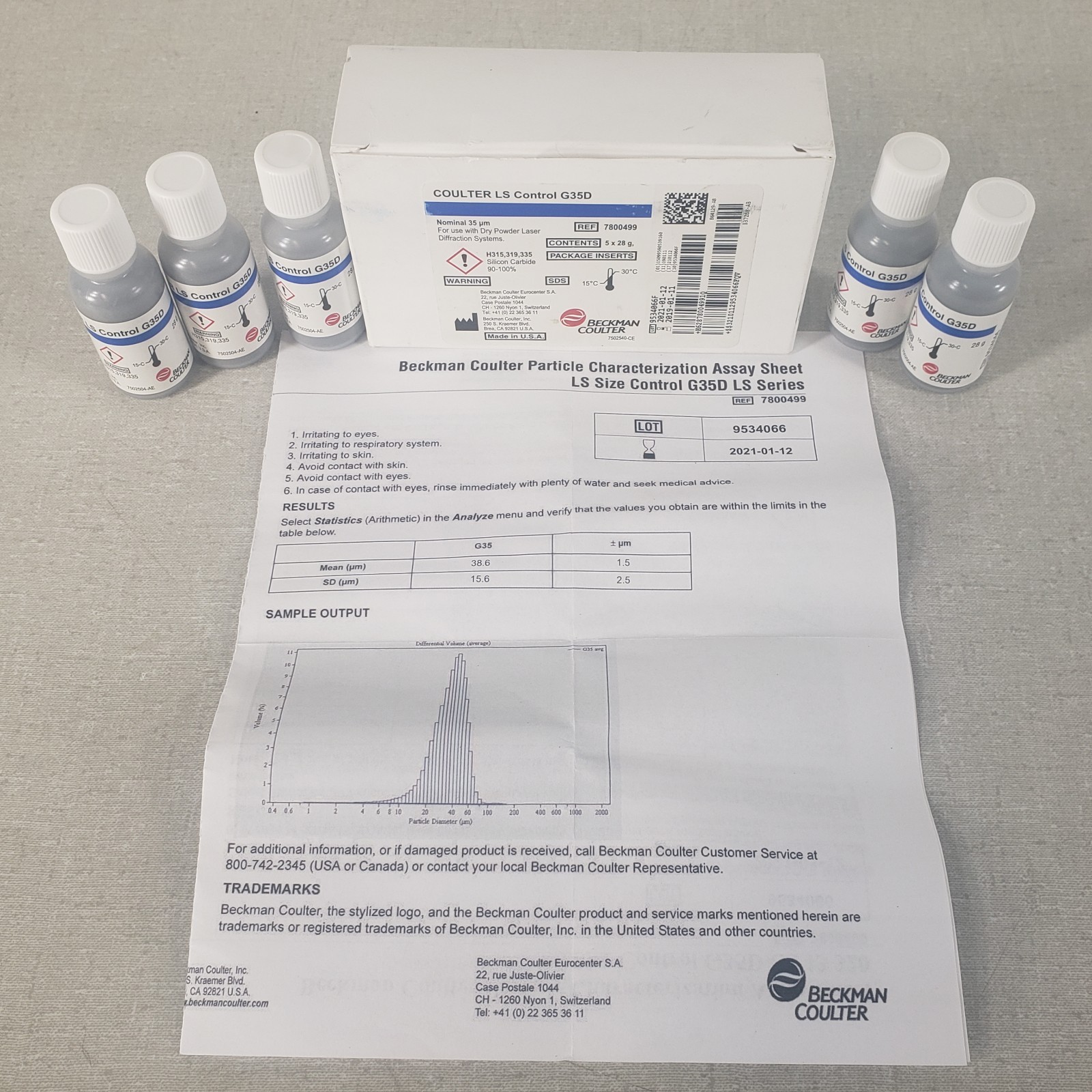 Beckman Coulter 7800499 LS Control G35D 35um SiC Dry Powder Standard 130g