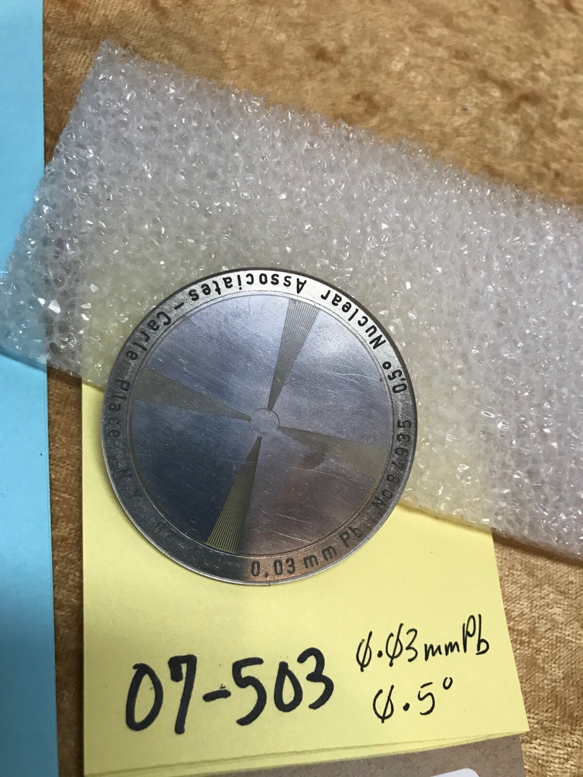 07-503 Nuclear Associates STAR Pattern Focal Spot Xray test tool unfors Raysafe