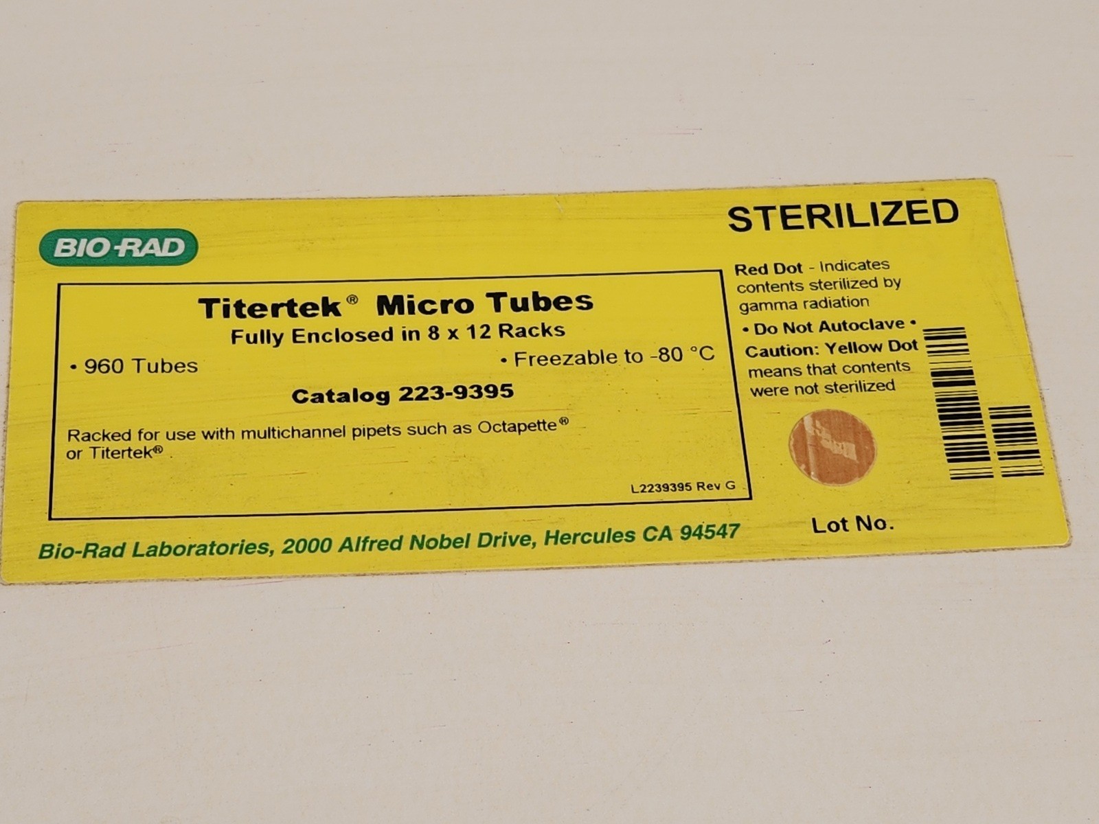 Bio-Rad Titertek Titertube 1ml PP Micro Tubes Cat. No. 223-9395