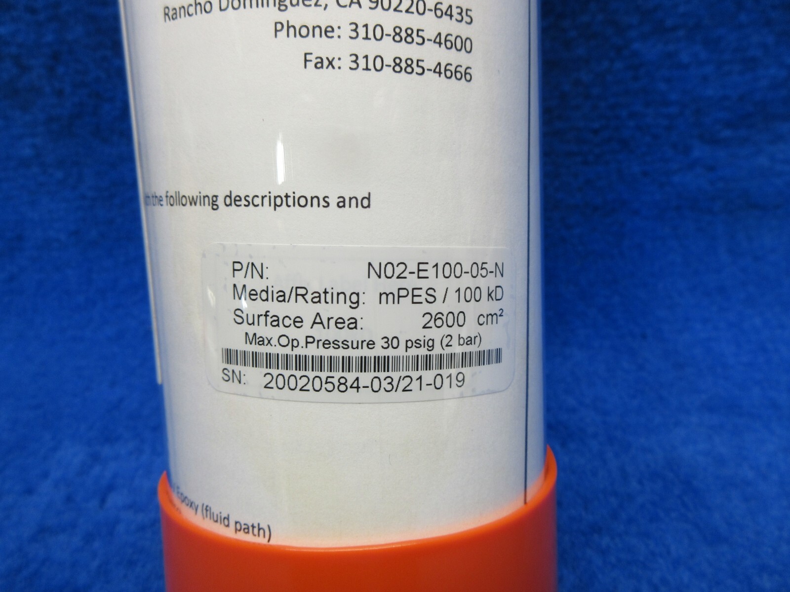 Repligen MiniKros Hollow Fiber Filter Module N02-E100-05-N mPES 100kD 2600cm2