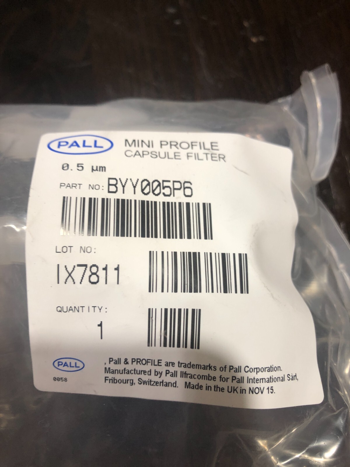 Pall Capsule Filter Mini Profile 0.5 um 1/2 in. Barb Lot of 3 Filter Capsules