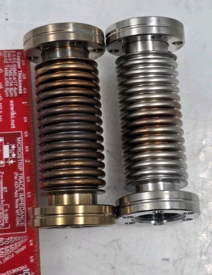 2pc 3″x 1.33″ ULTRA HIGH VACUUM MDC CF FIXTURE FLEXIBLE COUPLING BELLOWS AS IS