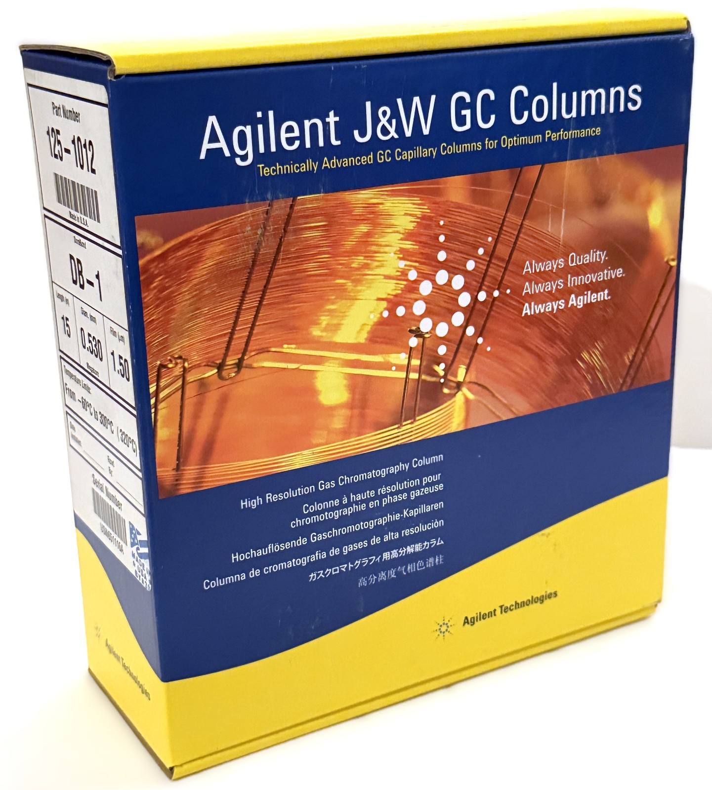 Agilent J&W DB-1 122-1032 GC Column 15 m, 0.53 mm, 1.50 µm