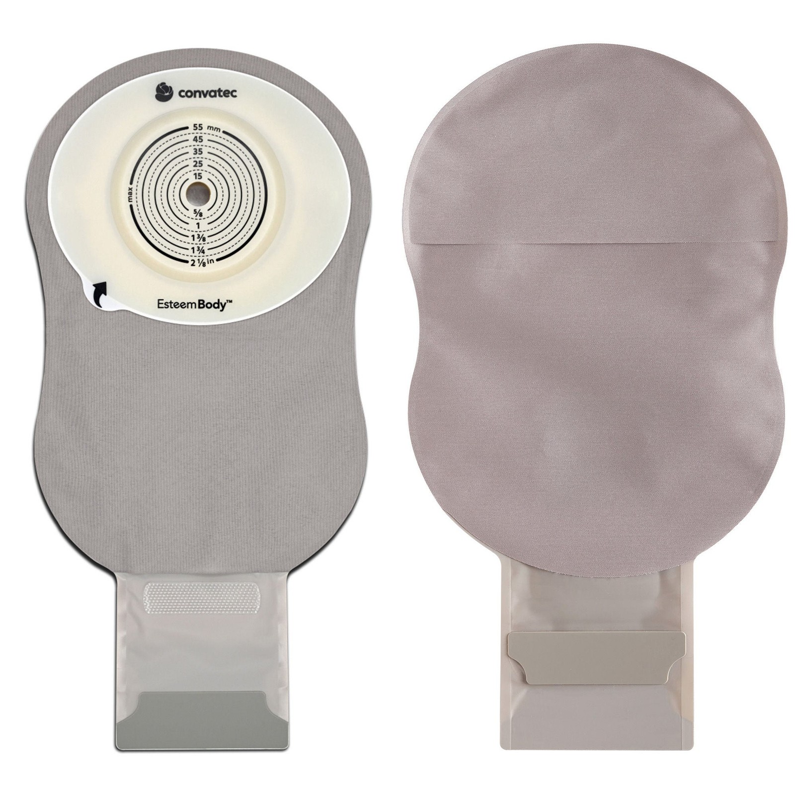 Ostomy Pouch Esteem Body One-Piece System 11 Inch Length Deep Convex, Trim To Fi