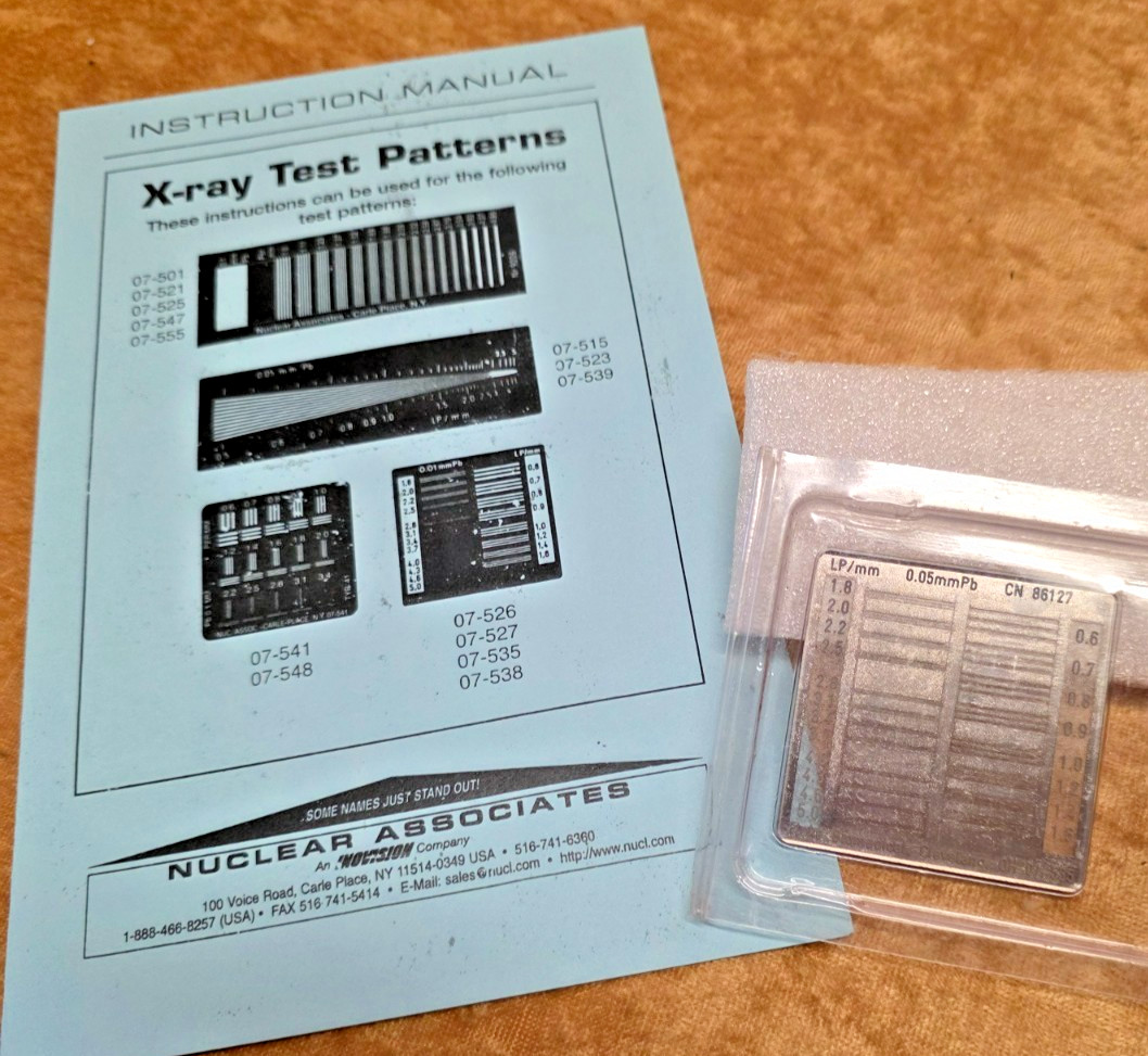 OEC C-Arm 07-535 Fluke .6 to 5 LP/mm phantom test tool unfors Ray Raysafe X XRAY