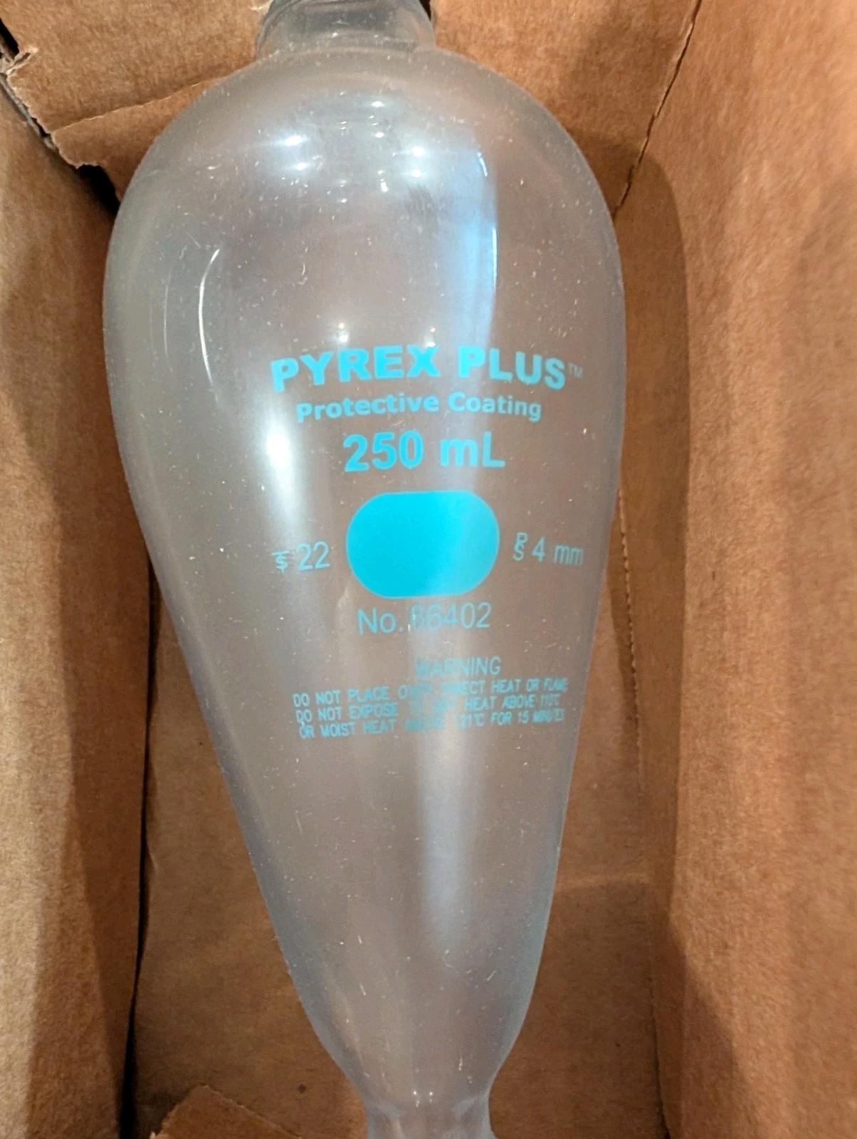 CORNING / CHEMGLASS – Pyrex Plus 250 mL Squibb Separatory Funnel