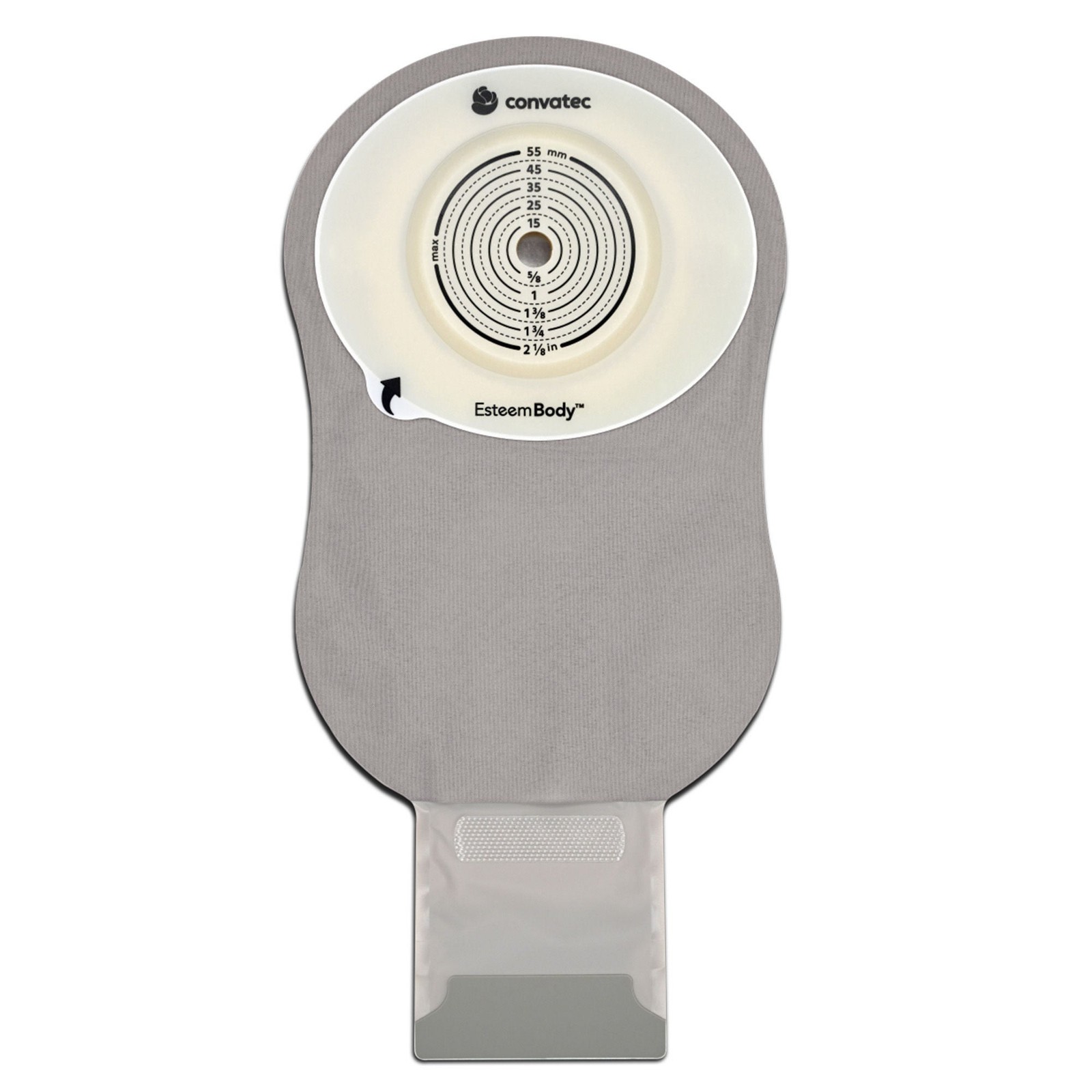 Ostomy Pouch Esteem Body One-Piece System 11 Inch Length Deep Convex, Trim To Fi