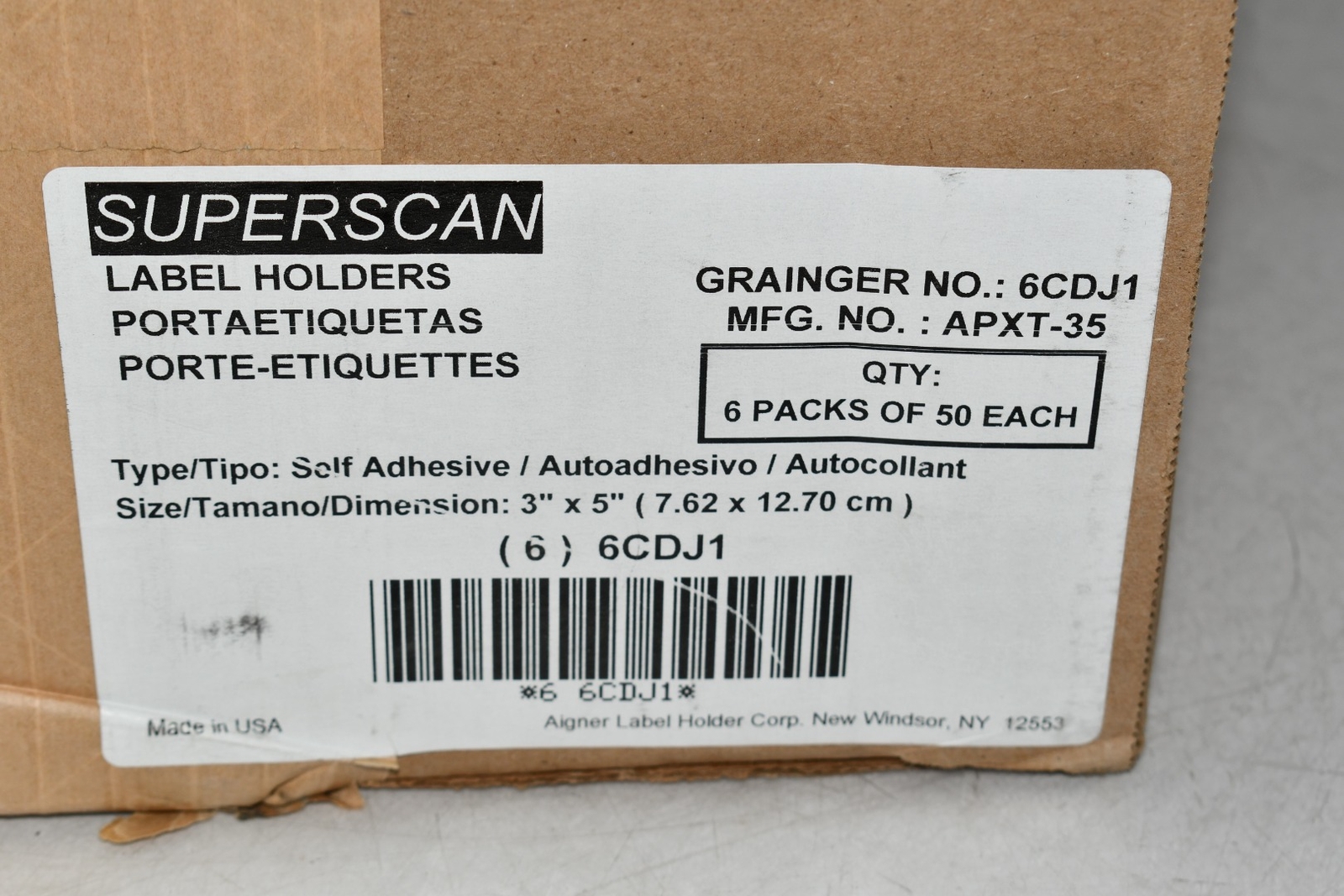 (300) NEW SUPERSCAN APXT35 Label Holder Self Adhesive 3 Inch x 5 Inch