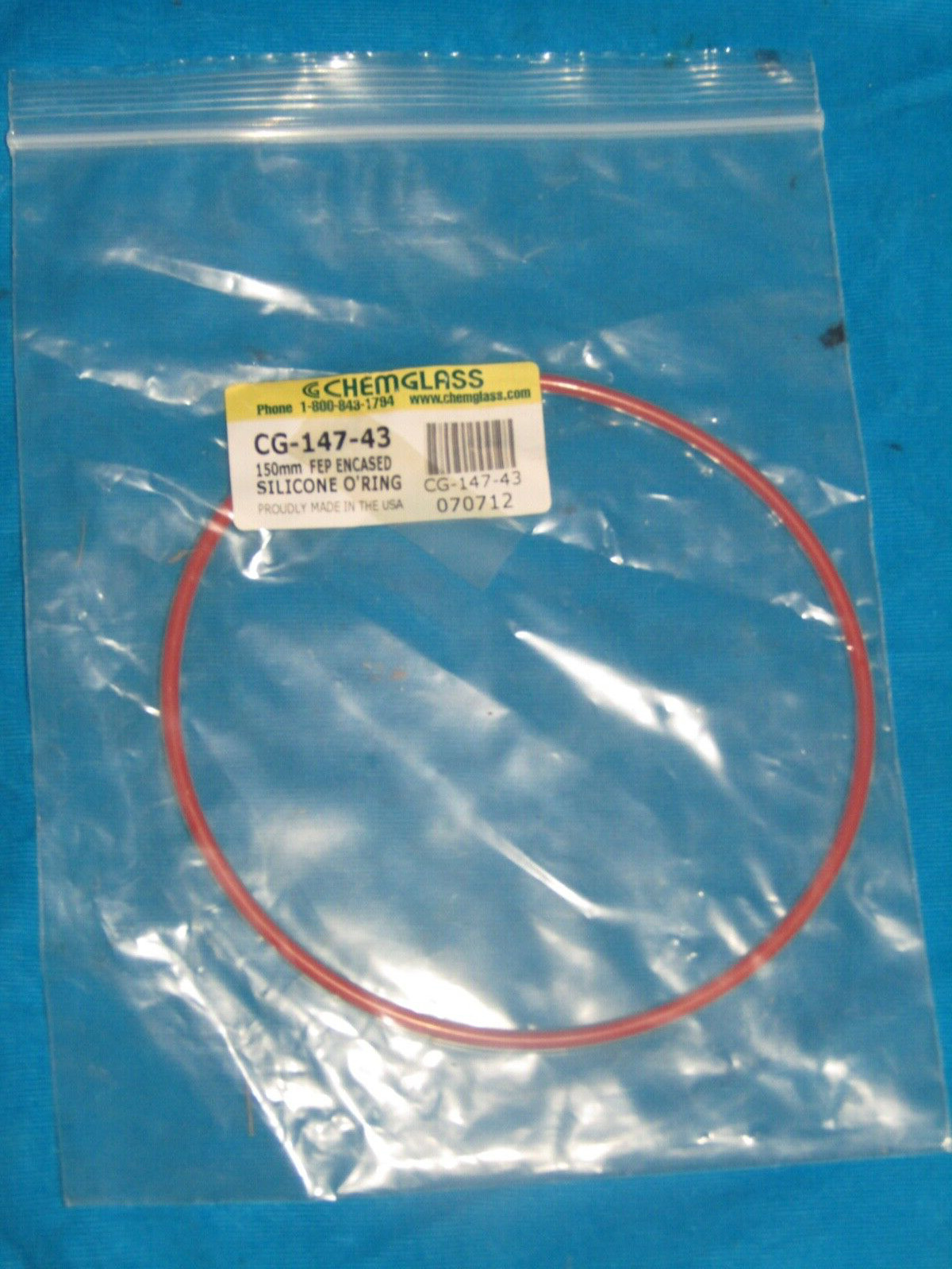 Chemglass 150mm FEP Encased Silicone O Ring CG-147-43