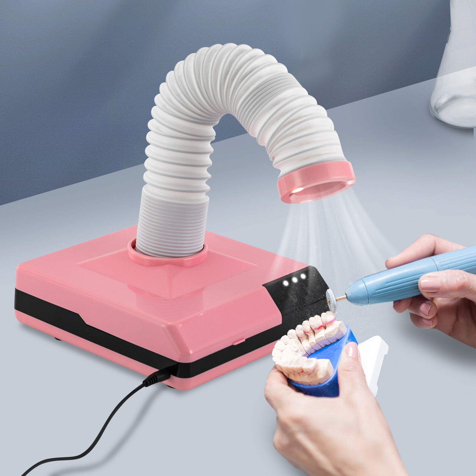 60W LED Polishing Suction Machine Dentistry Vacuum Cleaner W/ Large Pink Caliber
