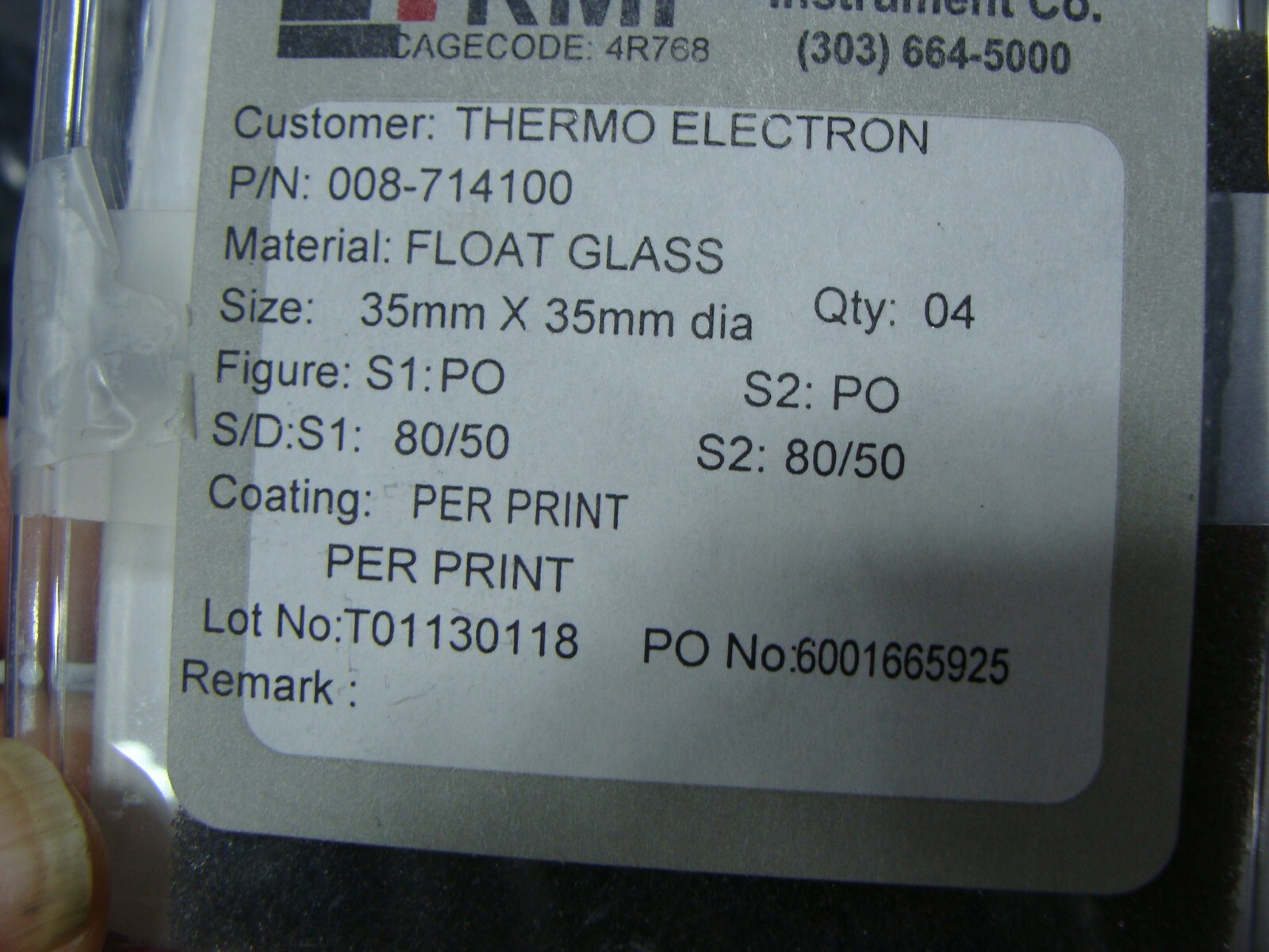 Rocky Mountain Inst. float glass 36mm x 36 mm laser parts Dichromatic?Polarized?