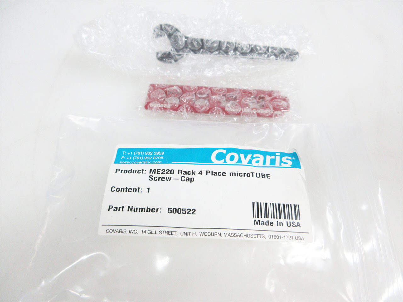 COVARIS 500522 RACK 4-PLACE MICROTUBE SCREW CAP FOR ME220 FOCUSED-ULTRASONICATOR