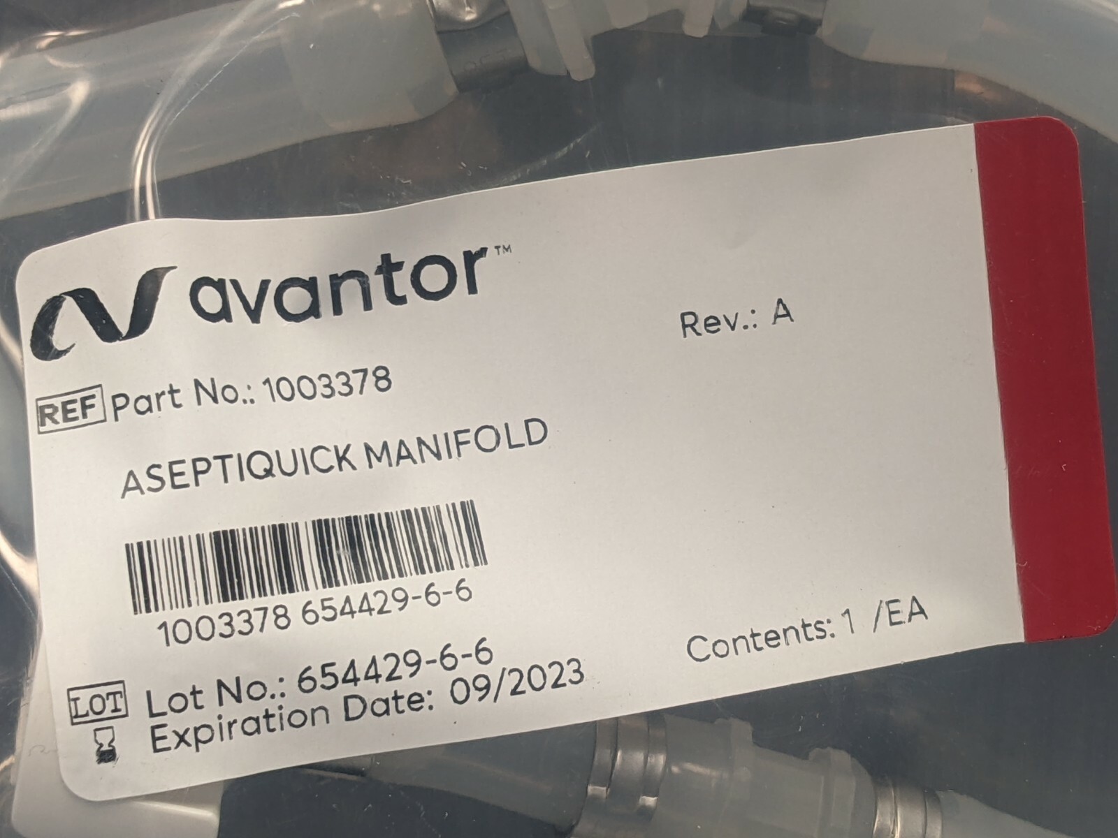 Avantor ASEPTIQUICK Manifold 1003378 w/Pressure Flow Cell 080-694PSX-5
