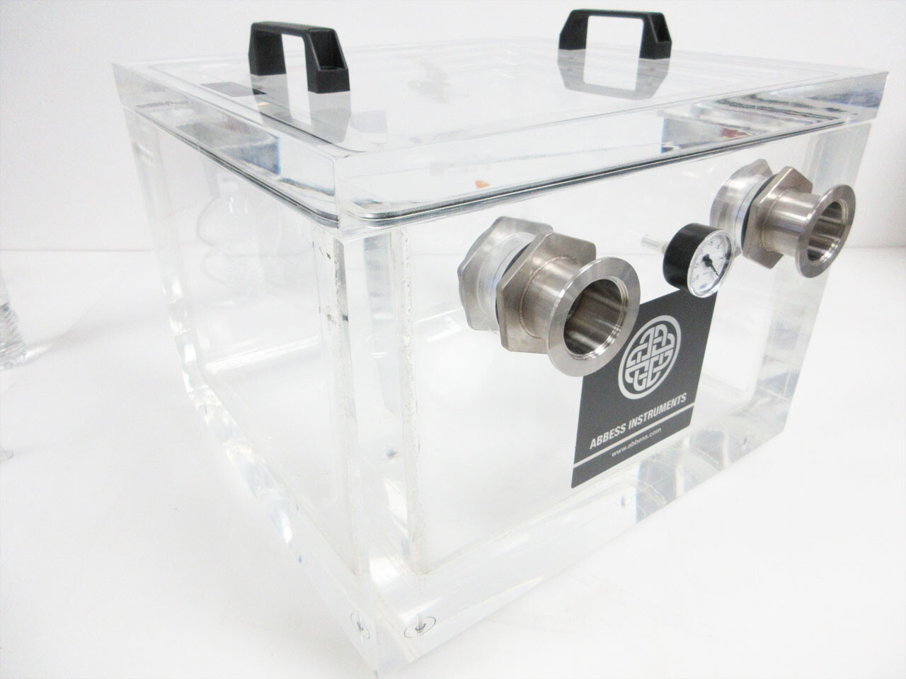 ABBESS CLEAR ACRYLIC CUBE VACUUM CHAMBER 15″ x 17″ x 11.5″ KF50 KF-50 PORTS