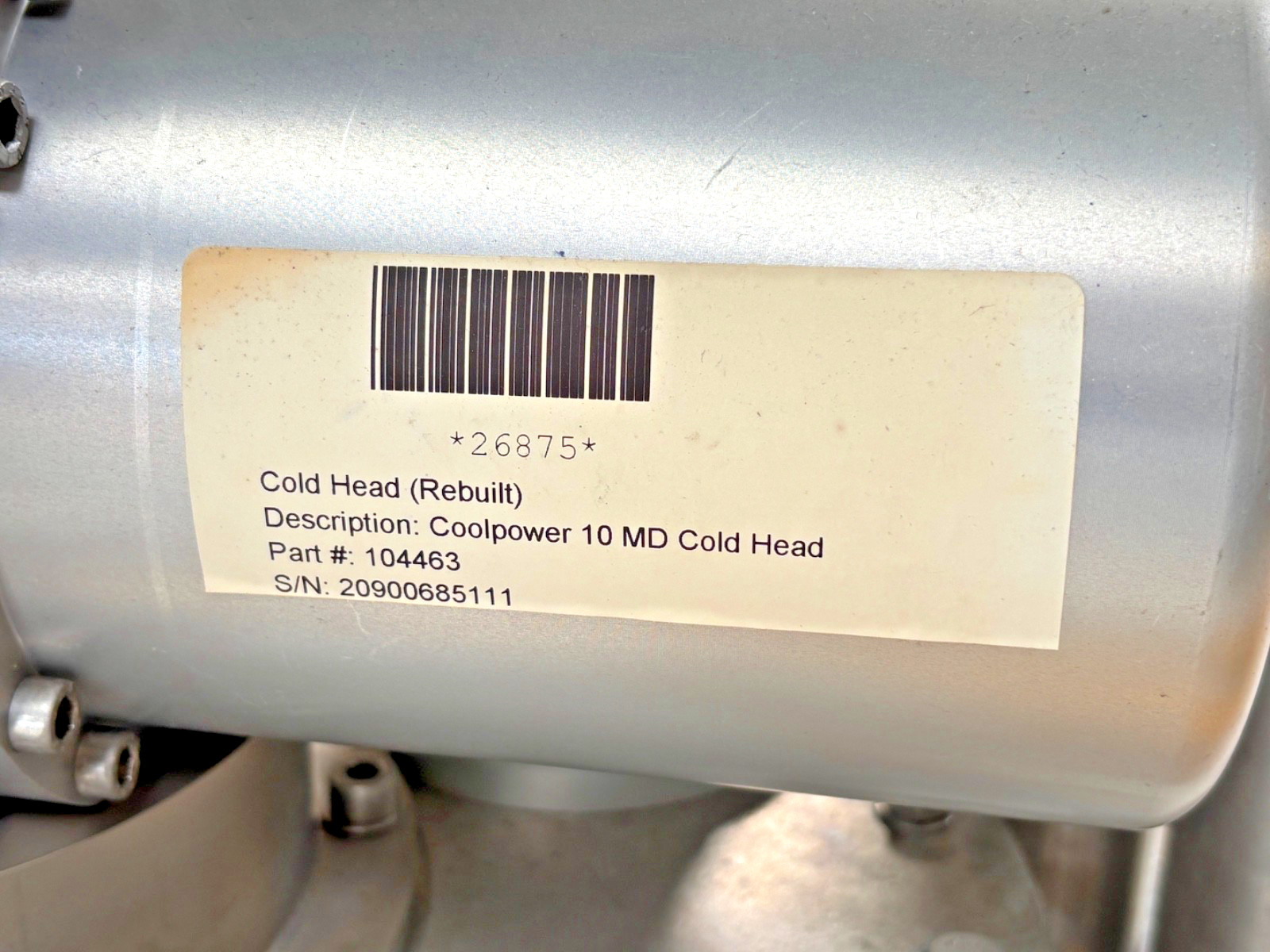 Varian #01910257 NMR Superconducting Magnet Cryostat Cold Trap, Cryogenic System